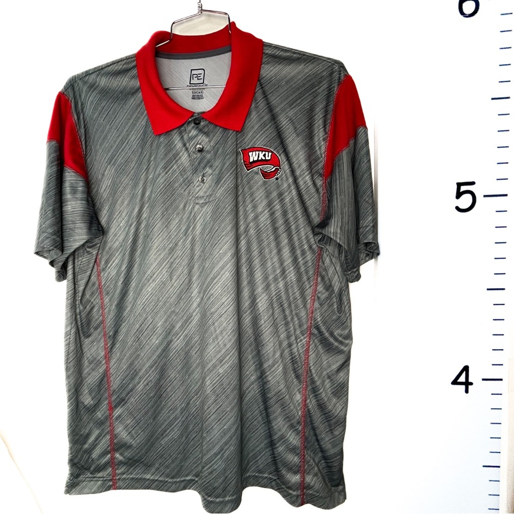 Knights Apparel Proedge Red Gray Heathered "WKU" Polo Shirt Men's XL